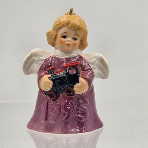 Hummel Goebel Angel Bell Ornament 1995 Purple Angel with Train 20th Ed w/Box - Picture 1 of 8